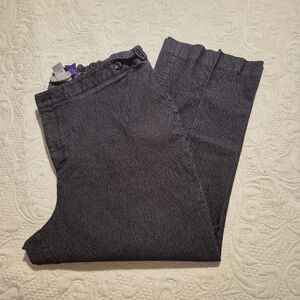 Catherines women's 20WP blue cropped pants, adjustable waist buttons VGUC